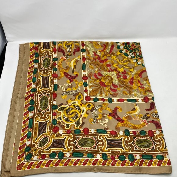 Chanel Silk Scarf Autumnal Birds CC Ornate Classic Mosaic - Picture 6 of 11